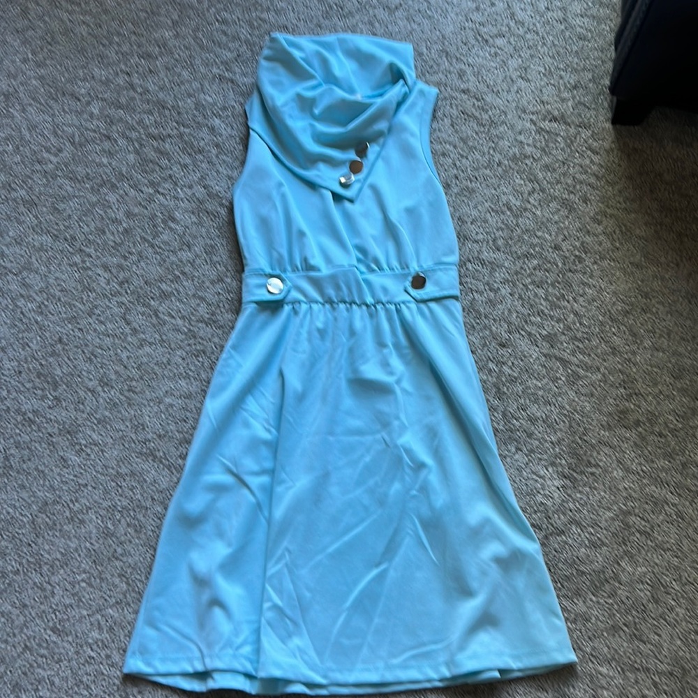 Light blue turtleneck dress